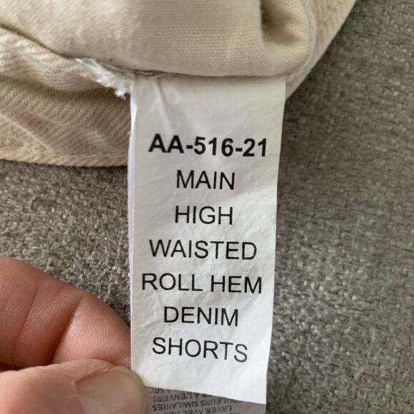 Women's Nasty Gal Organic Denim Roll Hem high waist Shorts Color: Beige Sz 8 - Picture 5 of 8